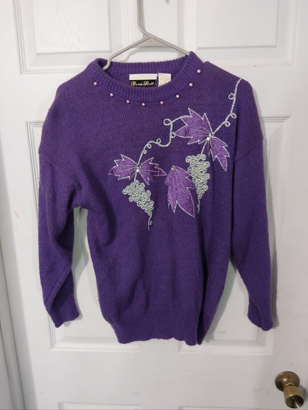 Purple Embellished Crewneck Sweater by Dana SCOTT